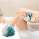 thumbnail image 5 of Bola de baño espumosa bicolor - Esponja de baño de color de empalme suave con lazo para colgar, 11 cm, 1 paquete, 5 of 6