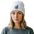 thumbnail image 3 of SYMOID White Winter Hat for Men Women - Cuffed Knit Beanie with Embroidered Skeleton Hats,Size Free Size, 3 of 6