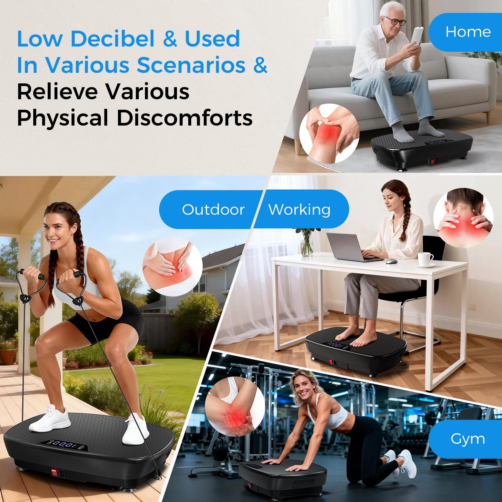 Tomile Vibration Plate Exercise Machine for Home Fitness, Whole Body Vibrate Plate, 400 Lbs Capacity with Resistance Band