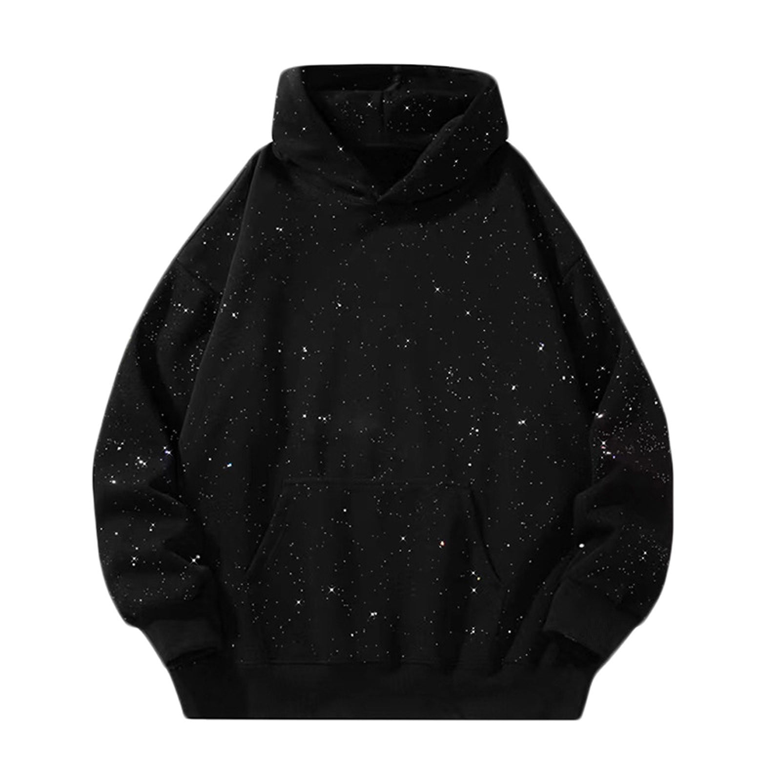 BXINGOHAI Mens Sparkle Hoodies Sweatshirt Solid Cotton