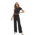 thumbnail image 1 of Conjunto Deportivo de Verano para Mujer, de Corta y Bloques de Color, con Pantalones Ajustados, A Juego, para Estar en Casa, 2025 Negro M, 1 of 8