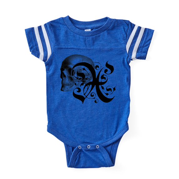 CafePress - Gothic Skull Initial X - Cute Infant Baby Football Bodysuit