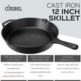 thumbnail image 4 of Pre-Seasoned Cast Iron Skillet (12-Inch) with Glass Lid and Handle Cover Oven Safe Cookware, 4 of 9