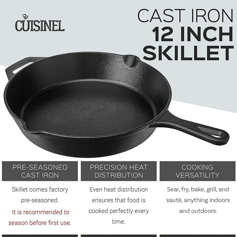 Deep Cast Iron Skillet - 12 Pre-Seasoned