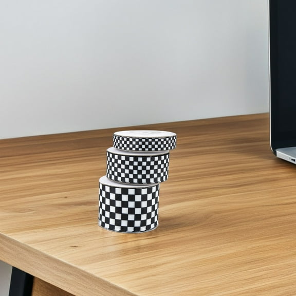 KONTONTY 3 Rolls Checkered Ribbon Present Wrap Plaid