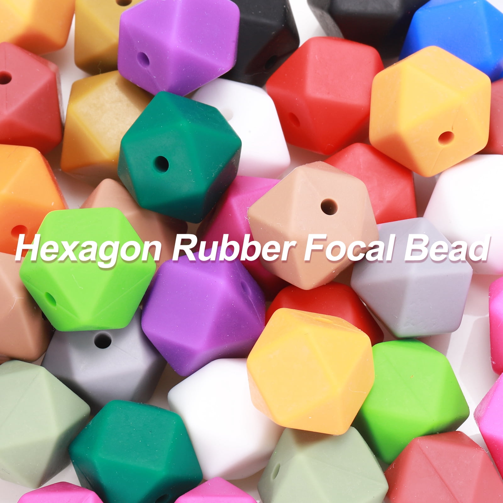 96Pcs Silicone Beads 14mm Hexagon Rubber Focal Beads Bulk for Pens Keychain Bracelet Necklace DIY Crafts Making, Olive Green