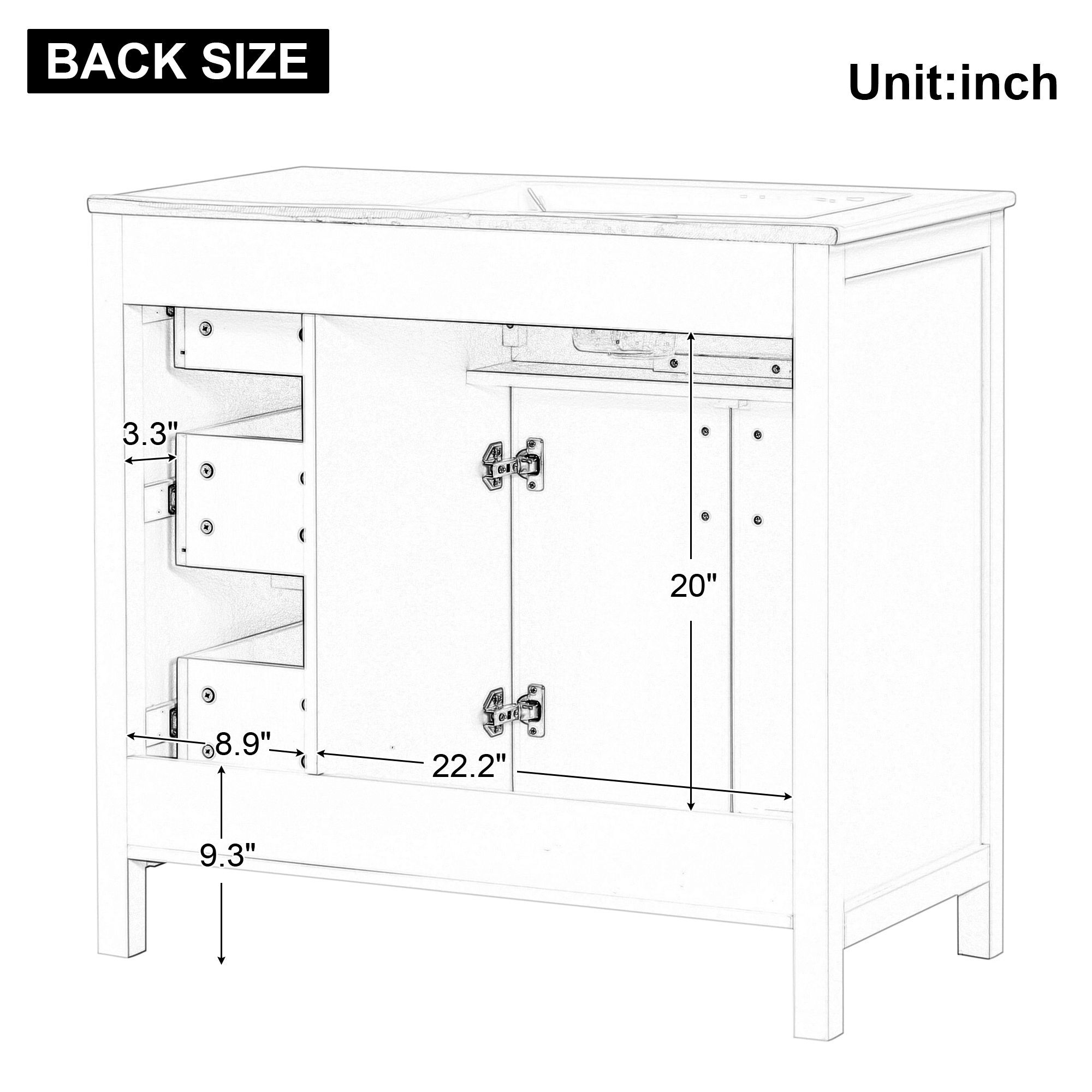 DEALTOPS Stylish Bathroom Vanity with Sink Top, Vanity Cabinet with Cabinet and 3 Drawers, White
