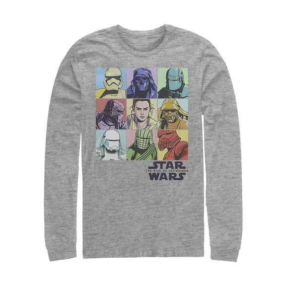 Men's Star Wars: The Rise of Skywalker Pastel Character Bingo Long Sleeve Shirt Athletic Heather 2X Large