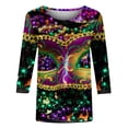 thumbnail image 5 of BKQCNKM Mardi Gras Outfit for Women Sweatshirt for Women Oversized Sweatshirt for Women Mardi Gras Crew Neck Short Sleeve Mardi Gras Sweatshirt Mardi Gras Shirts for Women, Bronze L, 5 of 5