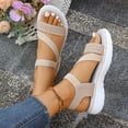 thumbnail image 4 of Walking Sandals for Women Thick Soft Sole Strappy Beach Shoes Comfortable Footbed Open Toe Lightweight Casual Summer Athletic Footwear Beige Size 8, 4 of 7