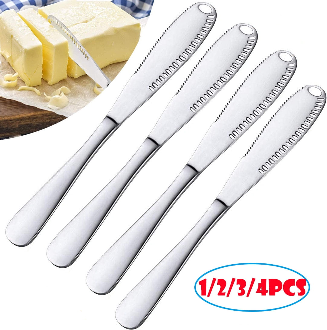 Gold Stainless Steel Butter Spreader with Serrated Edge Shredding Slots for Cutting and Spreading butter Butter Knife cheese. 