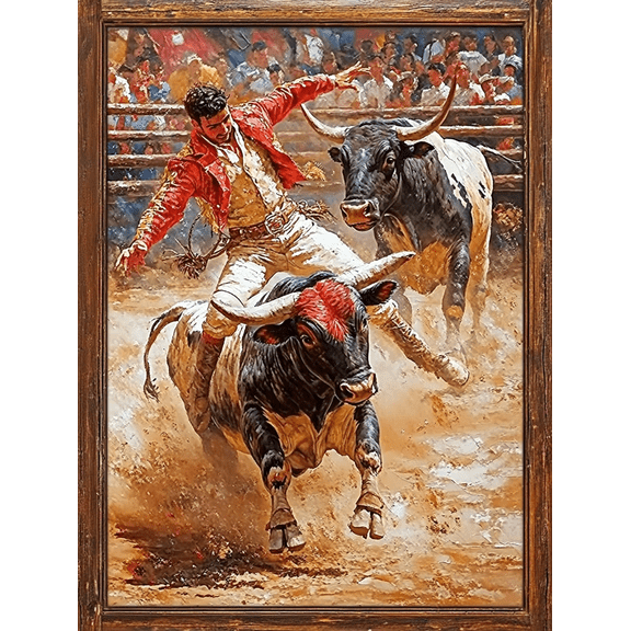 Bull Fighting Canvas Wall Art Print，Suitable for Living Room，Bedroom，Office，Dining Room，and Hallway Decoration.