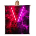 thumbnail image 1 of Erosebridal Teens Lightsaber Throw Blanket for Couch, Futuristic Rectangle Plush Blanket, Lightning Decor, 60x80, 1 of 7