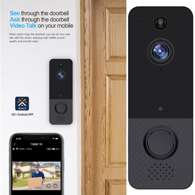 Timbre de vídeo WiFi Timbre Cámara Detección humana inteligente PIR Detector de movimiento 720P Visión nocturna