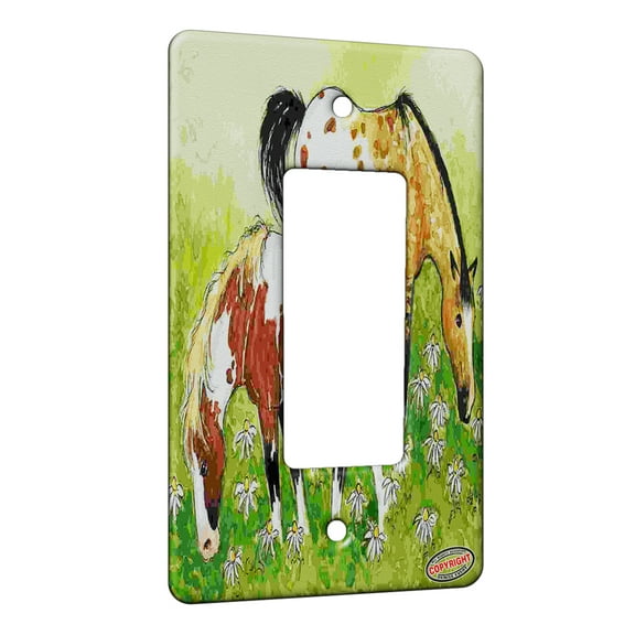 KuzmarK™ 1 Gang Rocker Wall Plate - Appaloosa and Pinto Horse Art by Denise Every