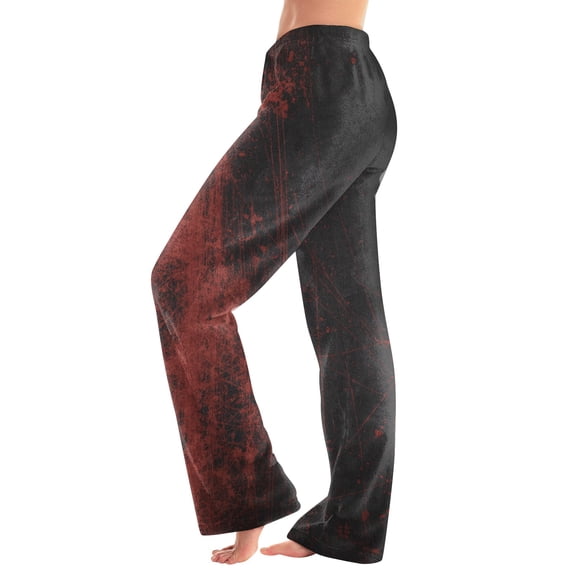 Halloween Cute Print Women's Flannel Pajama Pants Loose Fit Wide Leg Trouser Pants Casual Elastic Waist Drawstring Palazzo Pants