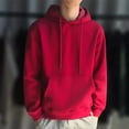 thumbnail image 3 of Men Kangaroo Pocket Plain-Colour Sweaters Hoodies for Winter Sports Casual, 3 of 8