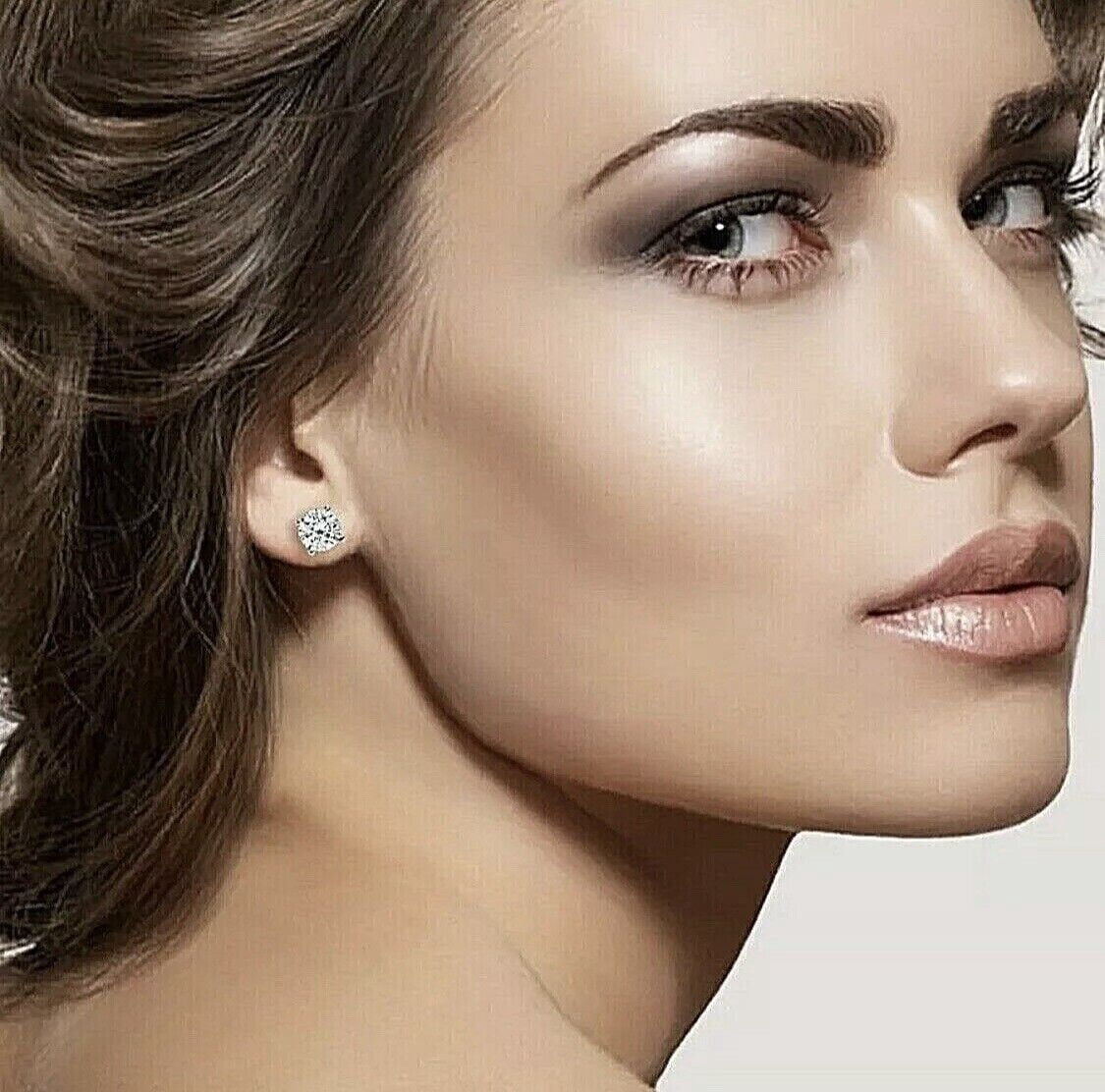 1.50Ct Round Cut Lab Created Diamond Stud Earrings 14K White Gold Plated Sterling Silver Push Back