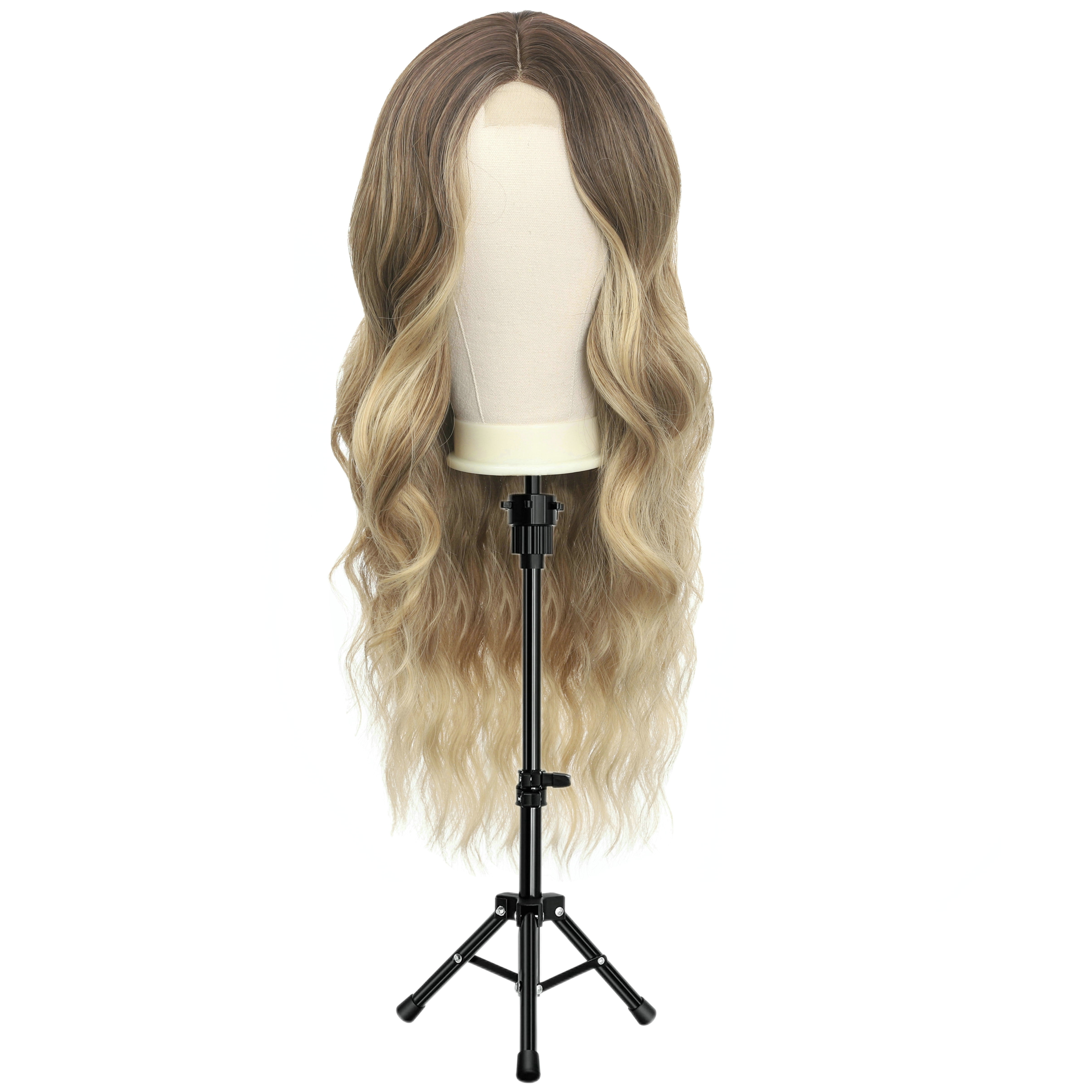 RYHAIR 22 inches Canvas Mannequin Head with Tripod Stand Wig Cap T Pins Rat Tail Comb and Hairpins for Wig Making Practice Styling Training Display