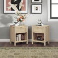 thumbnail image 6 of Surmoby Rattan Nightstand Set of 2,Farmhouse Bedside Tables Night Stands with Drawer and Storage Shelf,Boho Side Tables for Living Room,Bedroom,Light Oak, 6 of 11