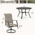 thumbnail image 6 of SUMMIT LIVING 5-Piece Outdoor Dining Set, 4 High-Back Padded Swivel Chairs & 1 Round Steel Table with Umbrella Hole, Black & Grayish-brown, 6 of 12