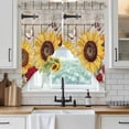 thumbnail image 6 of Red Yellow Sunflowers Swag Curtains for Kitchen/Bedroom/Living Room, Retro Rustic Barn Doors Butterfly Brown Scalloped Curtains 63 Inch Long, Window Swag Topper Curtains Valances 2 Panels Set 36"x63", 6 of 8
