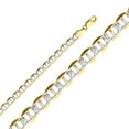 thumbnail image 2 of Wellingsale 14k Yellow Gold Polished Solid 7.5mm Flat Mariner White Pave Diamond Cut Chain Bracelet - 8.5", 2 of 6