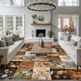 thumbnail image 3 of Area Rug for Living Room, Floral Patchwork Non-Slip Indoor Large Carpet for Bedroom/Dining Room, Vintage Country Geometric Flower Washable Low-Profile Rectangle Floor Runner Rugs - 6 x 9 Ft, 3 of 8