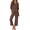 Brown, variant on Lounge Sets for Women Comfy Pajamas Set 2 Piece Outfits Short Sleeve Tops and Wide Leg Pants with Large Pockets