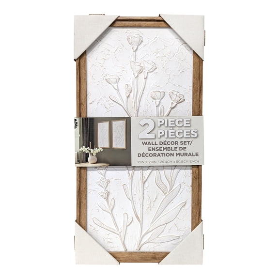 Harbortown White Floral Framed Art Print Set of 2, 10" x 20"