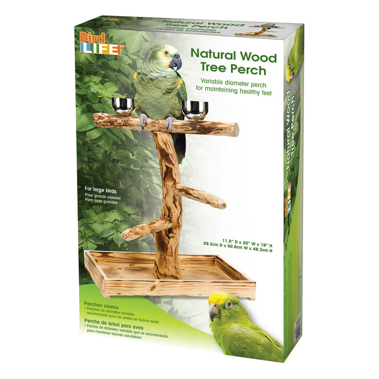 Penn-Plax Bird-Life Natural Wood Tree Perch – Large – 19” Height, Brown 
