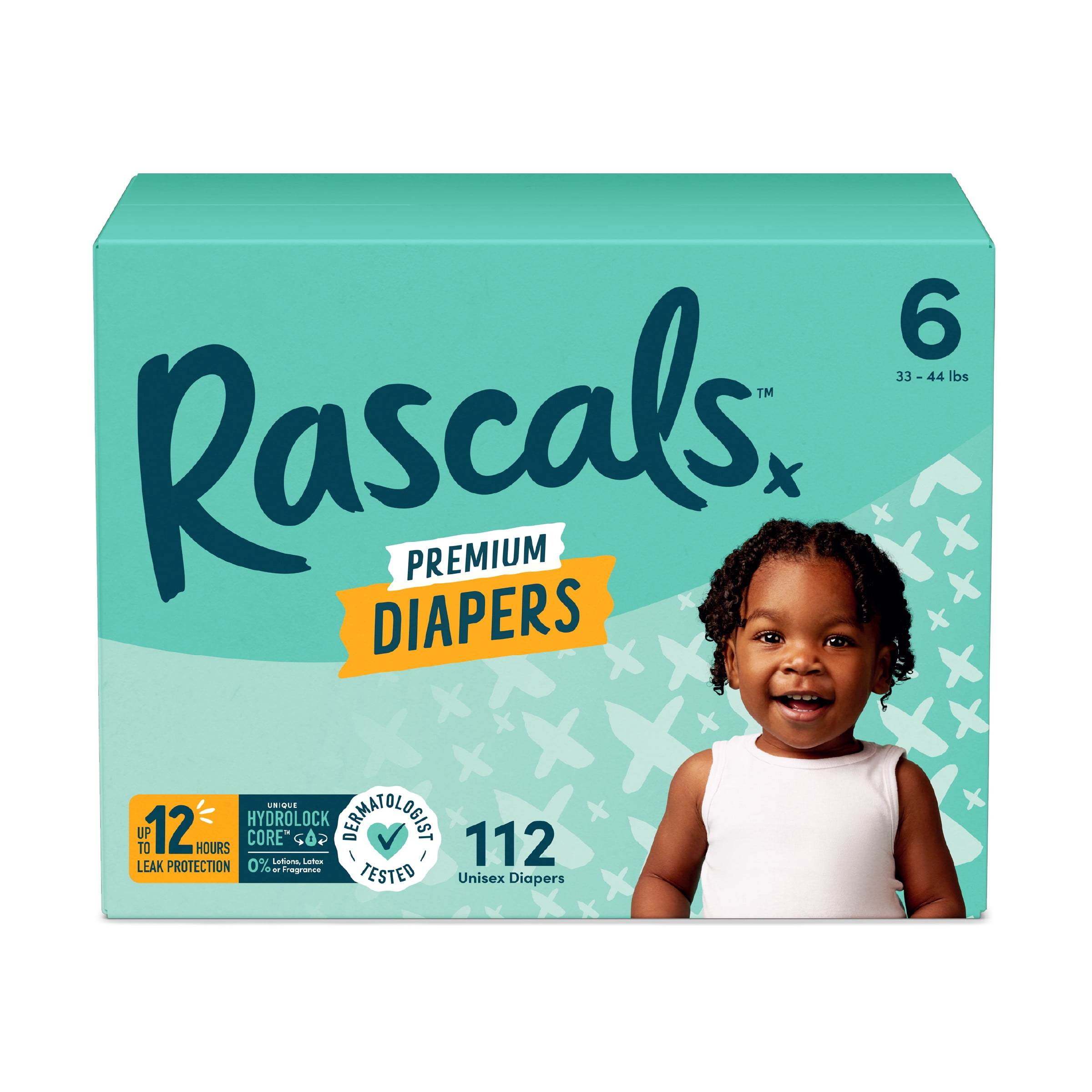 Rascal + Friends Premium Size 6 Diapers, 112 Count - Chlorine