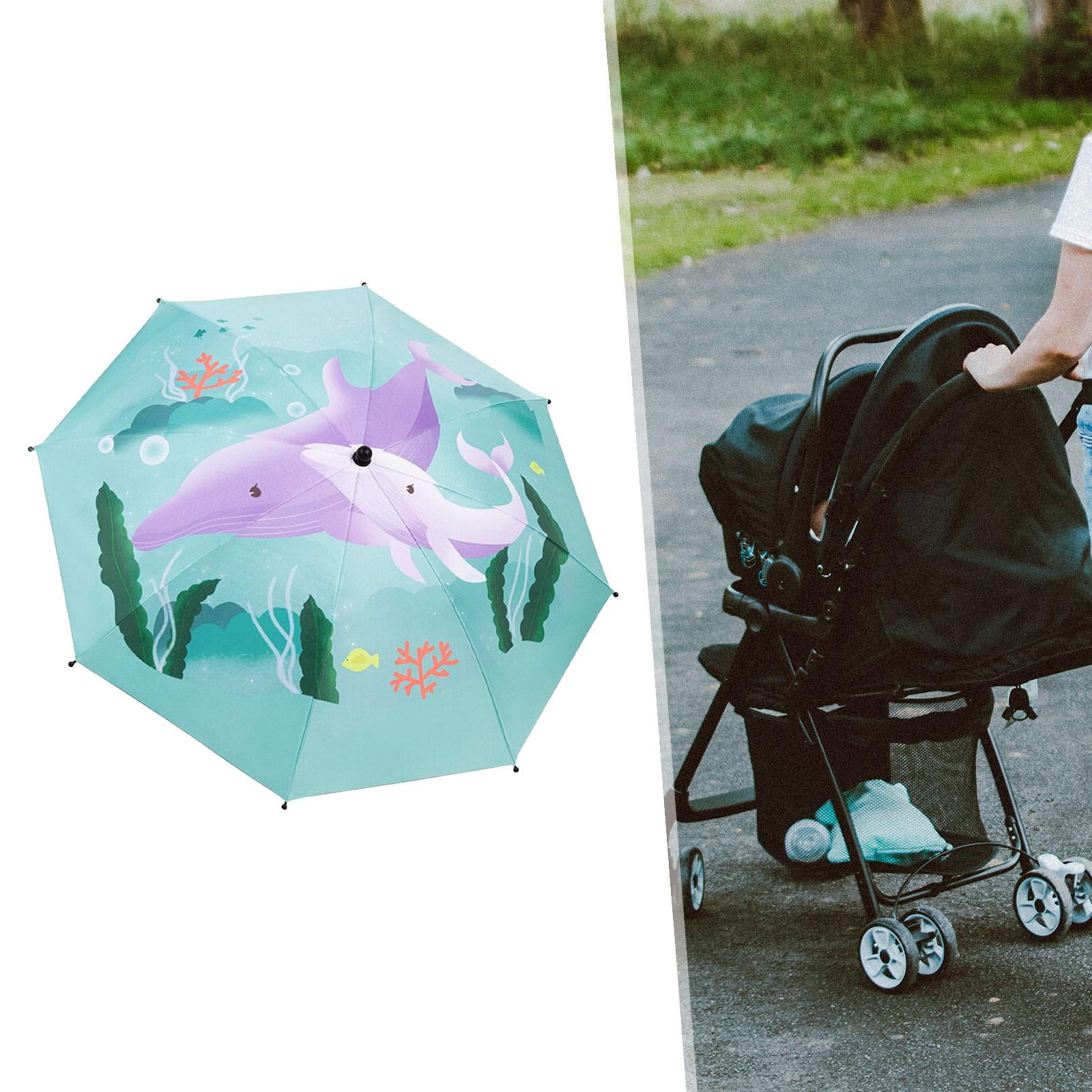 Vensio -360 Degree Adjustable Baby Pram Umbrella with Universal Clamp, Lightweight Sun Protection Parasol for Strollers and Pushchairs, Breathable Trolley Umbrella Pink