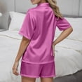 thumbnail image 6 of Pajamas Women Set Women's Silk Pajamas Shirt-Style Collar Sleepwear Short Sleeve Loungewear Womens Lounge Wear 2 Piece Set Women Gifts for Birthday XL, 6 of 6