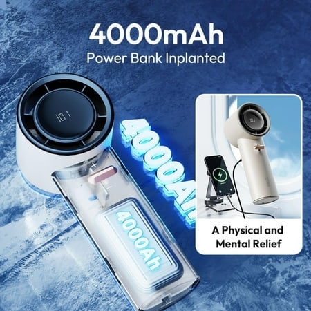 

ZHXJYKJ Portable and Powerful Ultra-Quiet Handheld Mini Fan - Rechargeable 3600mAh Battery for Efficient Cooling on-the-Go. Adjustable Turbo Speeds and Digital Display for Outdoor Enthusi