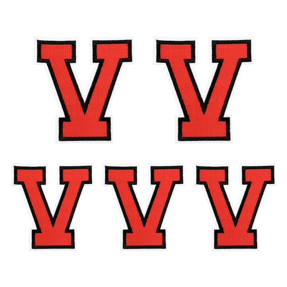 Iron on Letter  4.4"/3.1" Alphabet V Patches for Repairing Clothing DIY (Red, Pack of 5)