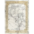 thumbnail image 2 of Well Woven Lezlee Abstract Modern 3'11" x 5'3" Area Rug - Ivory Marble Border - For Living Room, Dining Room, Bedroom, 2 of 7