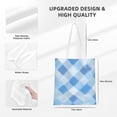 thumbnail image 2 of Canvas Bag Tote Bag Shopping Bag 16×15in Can Be Carried By Hand And Can Be Used For Daily Travel Such As Shopping And Going To Work Argyle Plaid Lightskyblue_3, 2 of 8
