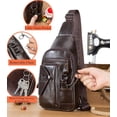thumbnail image 5 of BULLCAPTAIN Genuine Leather Sling Bag for Men - Stylish Crossbody Chest Backpack with Cellphone Stand & Chain, 5 of 9