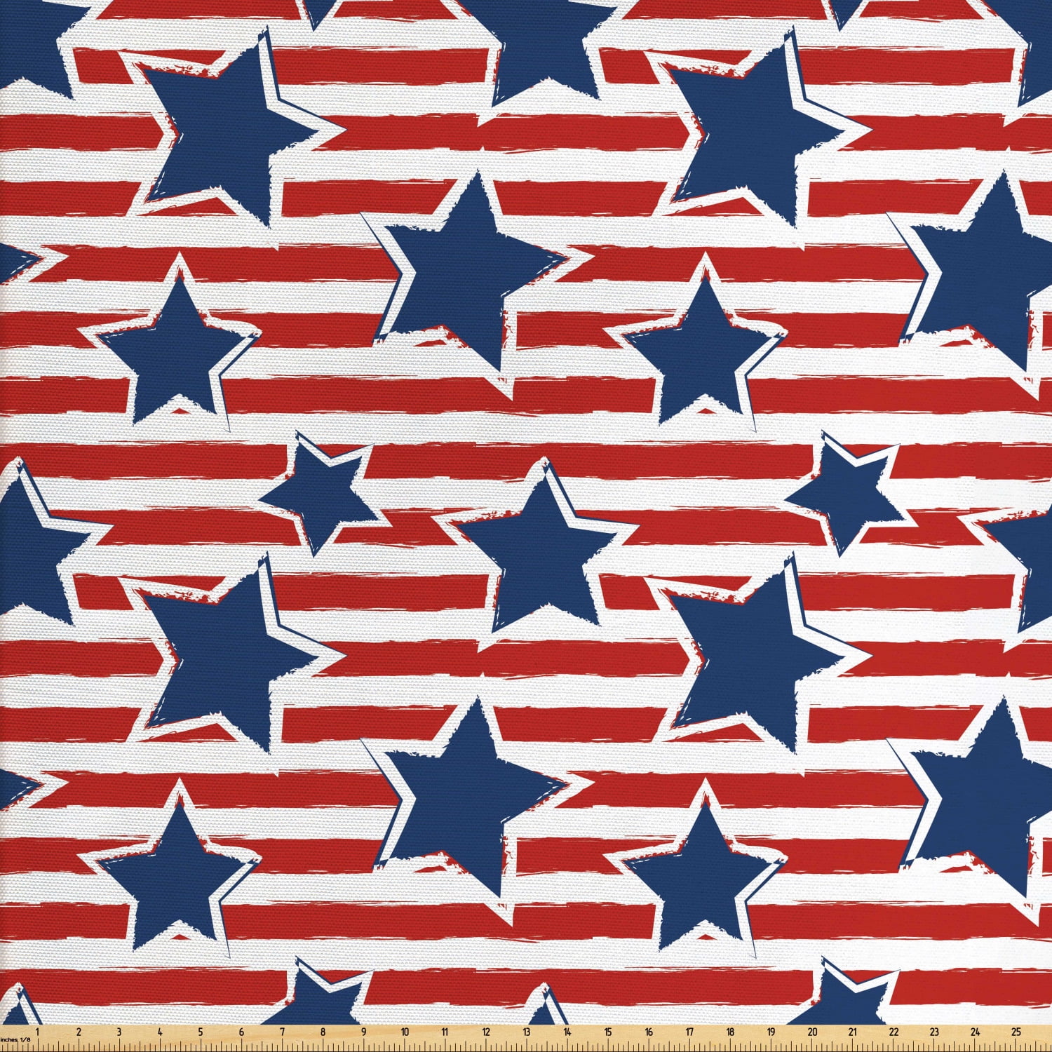4th of July Fabric by The Yard, Flag of the America with Stars and