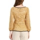 thumbnail image 3 of BLUSA DE PEPLUM DE ENCAGE PARA MUJERES INSPIRADA EN CHIC CON MANGAS DE FLOR Y CINTURA AJUSTABLE TAMAÑO S AMARILLO, 3 of 7