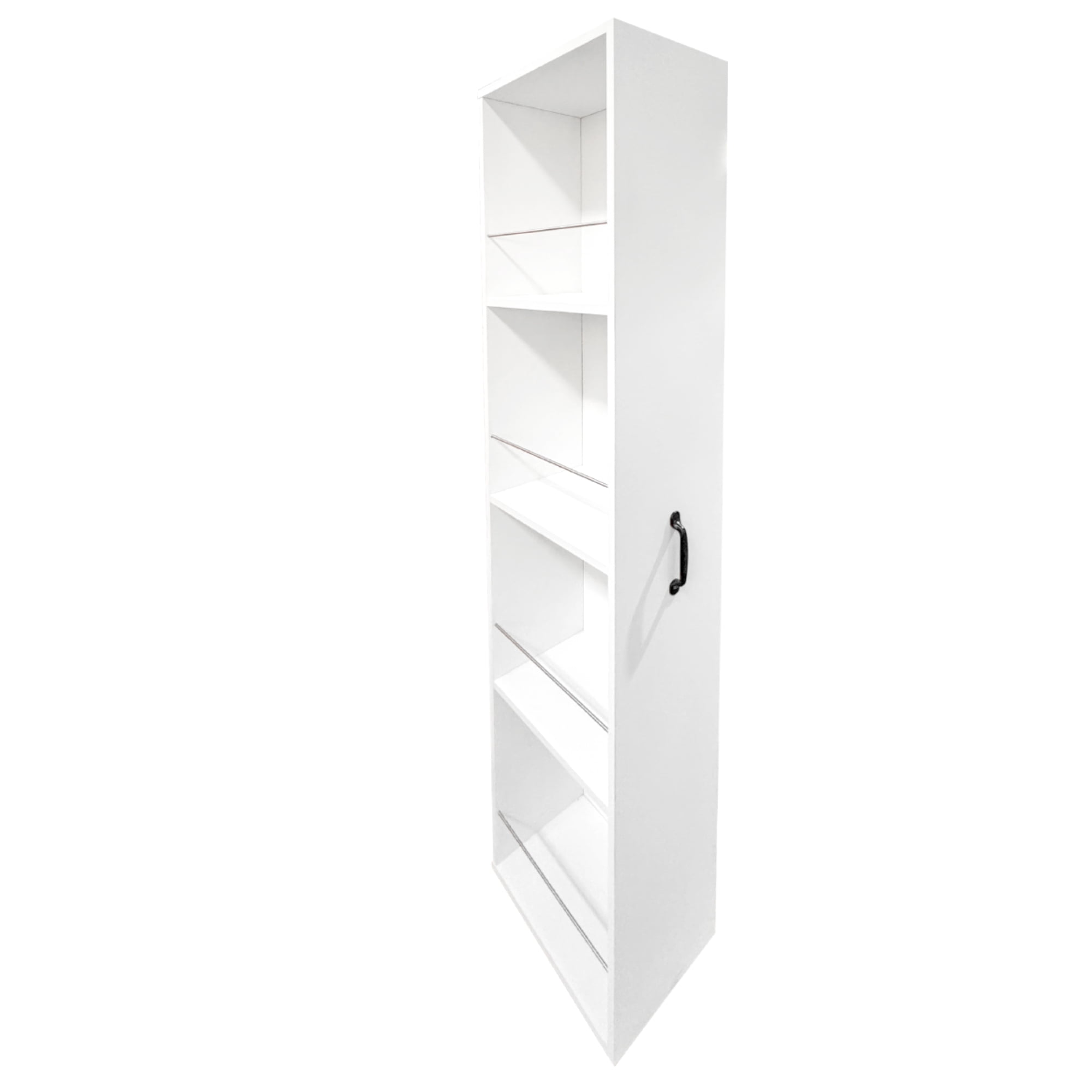 Mintazer Slide‑Out Tall Narrow Kitchen Pantry Cabinet with Rolling Wheels, Adjustable Shelves & Metal Handles, Freestanding Slim Storage Cabinet for Kitchen Dining Room Living Room, White
