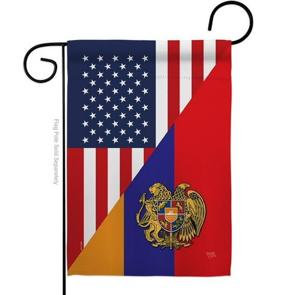 Breeze Decor G158482-BO Armenia US Friendship Garden Flag Regional Nationality 13 x 18.5 in. Double-Sided Decorative Vertical Flags for House Decoration Banner Yard Gift