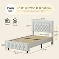 thumbnail image 6 of 4 EVER WINNER Twin Bed Frame, Upholstered Platform Bed Frame with Headboard and Footboard, Twin Size Bed Frame, Diamond Headboard and Footboard Design, White, 6 of 7