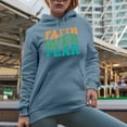 thumbnail image 2 of Faith Over Fear, Groovy Retro Wavy Text Merch Gift, Light Blue Hooded Sweatshirt or Hoodie, Large, 2 of 5