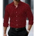 thumbnail image 2 of LNWUY Mens Button Down Shirts Business Casual Long Sleeve Wrinkle Free Dress Shirts for Men Striped Shirts Regular Fit Red M, 2 of 2