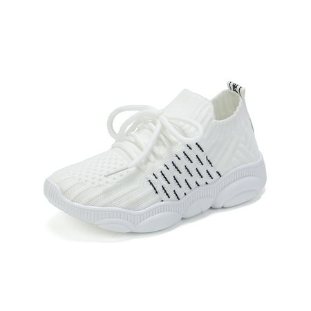 

Fangasis Unisex-Child Sneakers Sport Sock Sneaker Knit Upper Running Shoes Girls Boys Athletic Shoe Gym Fashion Breathable White 2Y