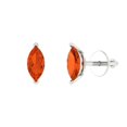 thumbnail image 2 of 1 Ct Marquise Cut Studs Red Crystal 14K White Solid Gold Everyday Dainty Earrings Screw Back, 2 of 7