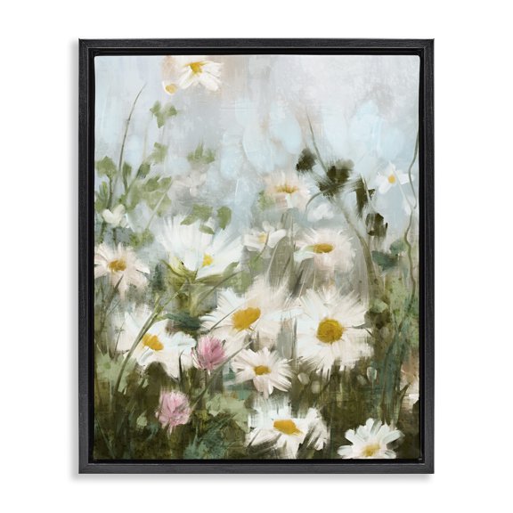Stupell Industries Farmhouse Wild Daisies Blooming Meadow Black Floating Frame Canvas Art, 17 x 21, by Nina Blue