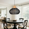 thumbnail image 3 of LittleGlovo Rattan Chandelier Hand-Woven Boho Pendant Light Fixtures with Solid Wood Basket Wicker Chandelier for Dining Room Kitchen Island Living Room, 3 of 21